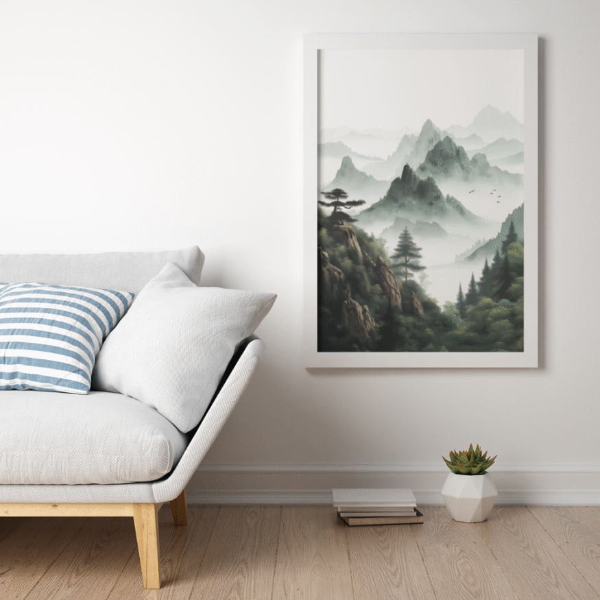 Tranquil Horizons: Japandi Landscape Digital Wall Art