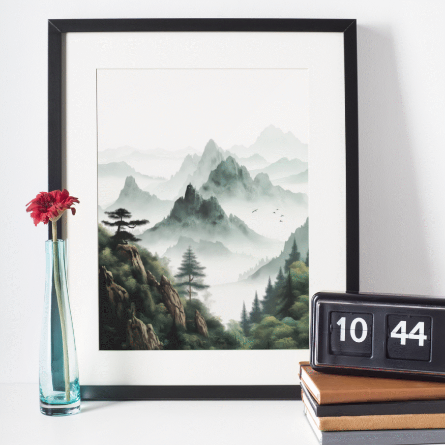 Tranquil Horizons: Japandi Landscape Digital Wall Art