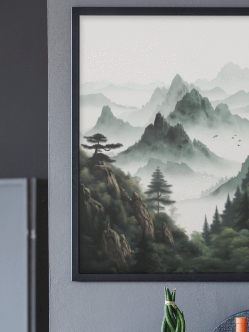 Tranquil Horizons: Japandi Landscape Digital Wall Art