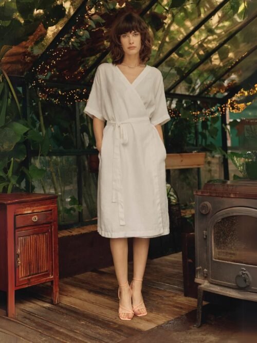 Linen Vine Dress - Optical White