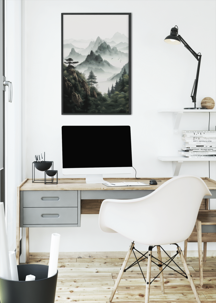 Tranquil Horizons: Japandi Landscape Digital Wall Art